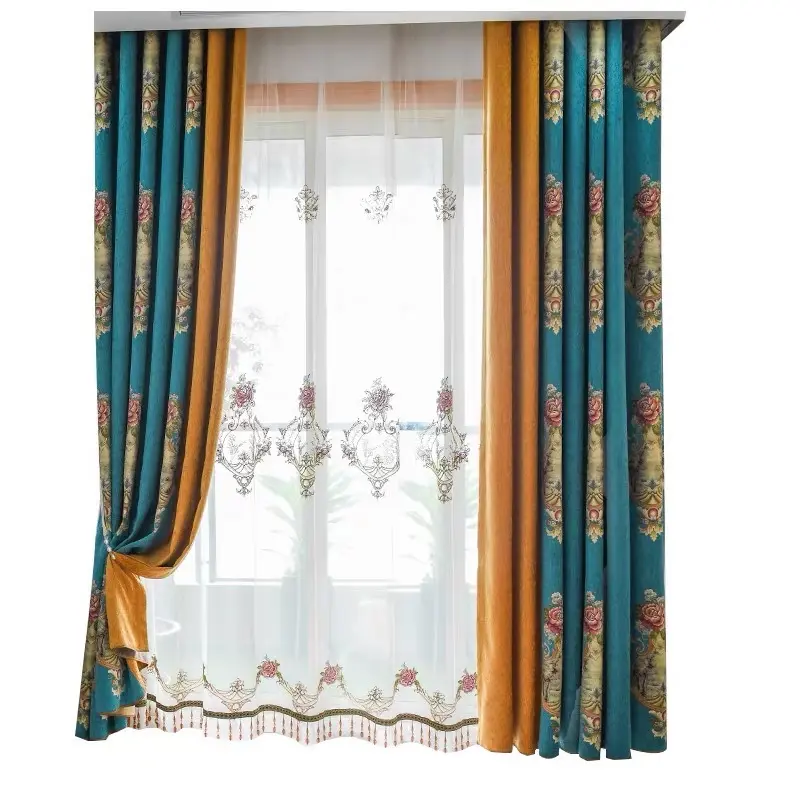 Top sponsor listing Curtains Chenille European Style Curtains For Living Dining Room Bedroom Grey Chenille Jacquard Embroidered