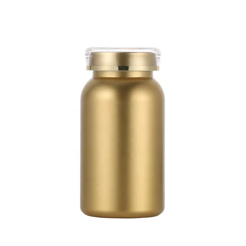 100ml/150ml/2250ml Leere Plastik flaschen behälter mit goldener Beschichtung für die Aufbewahrung von Tabletten mit fester Pulver medizin