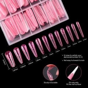 BQAN 11 boyutu kısa orta pembe yanlış tırnak oluşturucu jel uzatma kalıpları İpuçları çift formları özel Logo basın tırnak ipuçları - Product Image 3