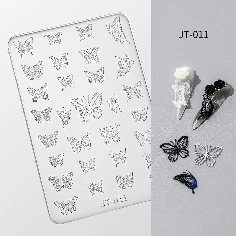 Papillons de luxe, feuille de silicone de fleurs pour les moules d'art d'ongle 3d outil d'ongle de silicone 3D durable et lavable