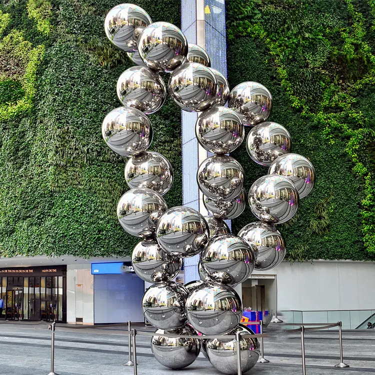 Paisaje al aire libre Bola de acero inoxidable Escultura Diseño moderno Gran Bola de jardín de acero inoxidable