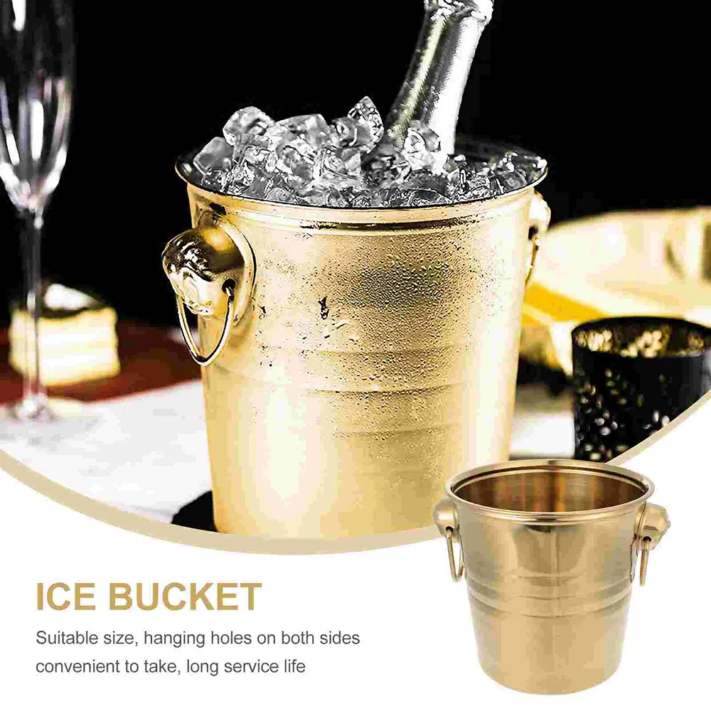Secchiello per il ghiaccio in oro personalizzato da 4 litri in acciaio inossidabile Champagne Beer Wine Cooler con manico
