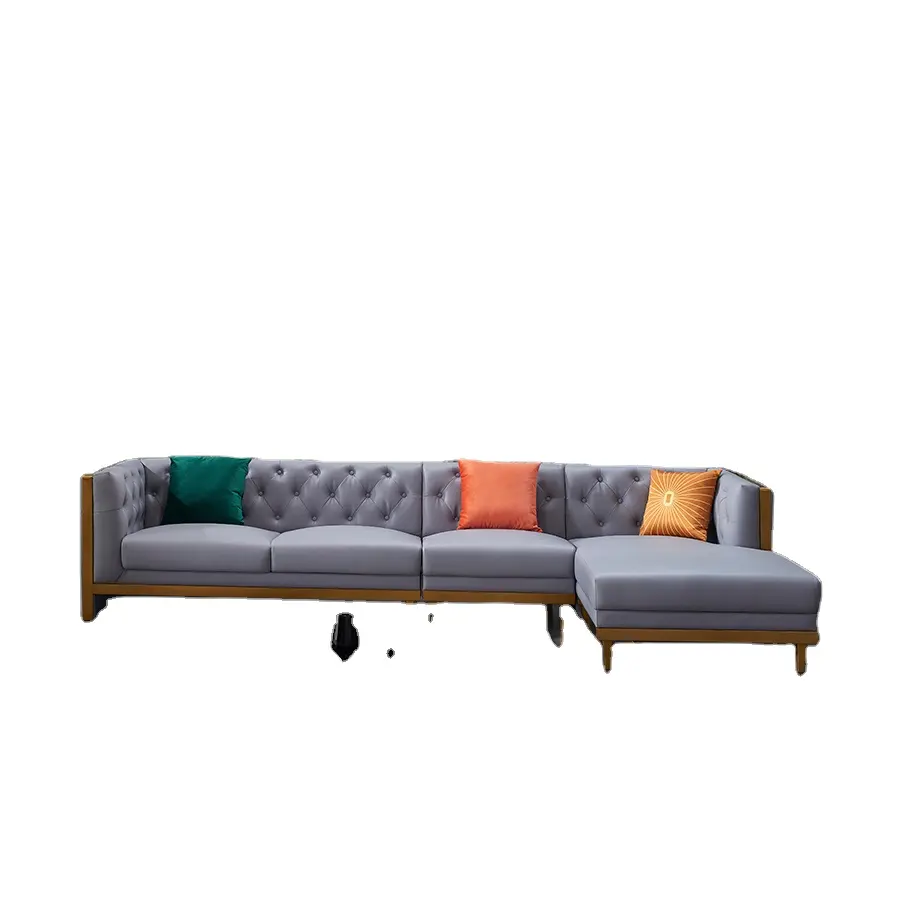 Распродажа мебель для гостиной роскошный Американский дизайн chesterfield L-образный секционный угловой диван из натуральной кожи