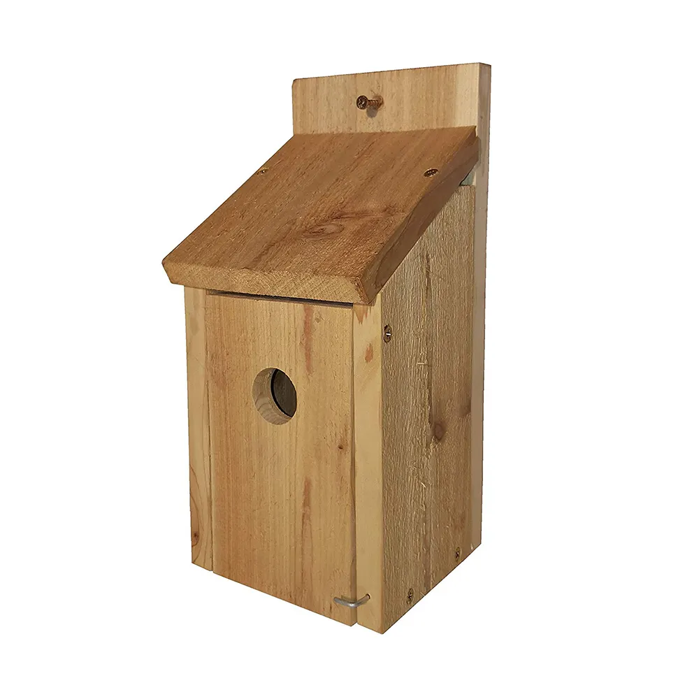 Casa de madera del pájaro patio Bluebird Finch Wren Chickadee árbol tragar pájaro carpintero de madera de cedro árbol pajarera colgante