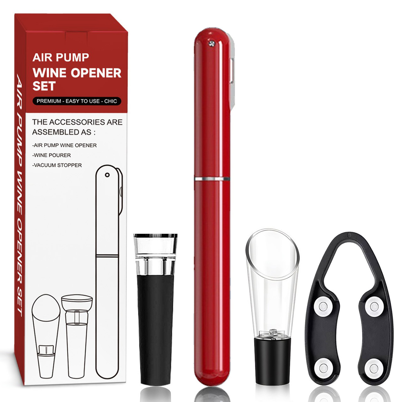 Ensemble de 4 bouteilles en forme de stylo rouge