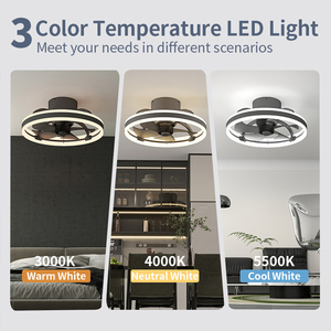 Morden Low-Profile Flush Mount Smart 220V Design <strong>LED</strong> Ceiling Fan Lamp With <strong>up</strong> and Down Light and Powerful <strong>Wind</strong> for Room - Product Image 5
