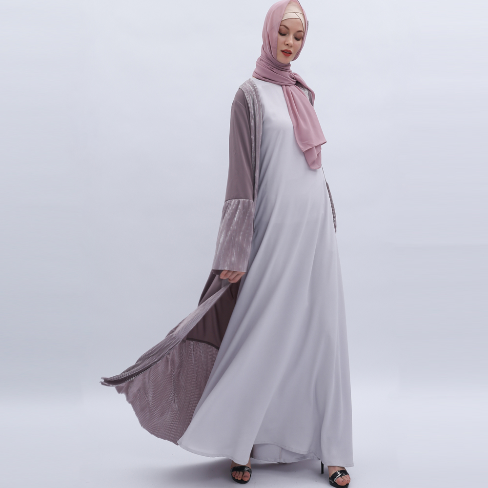 Women's Long Sleeve Maxi Dress Muslim Ramadan dress cardigan Arab outfit Islamic Arabic Style Casual Dress 9501