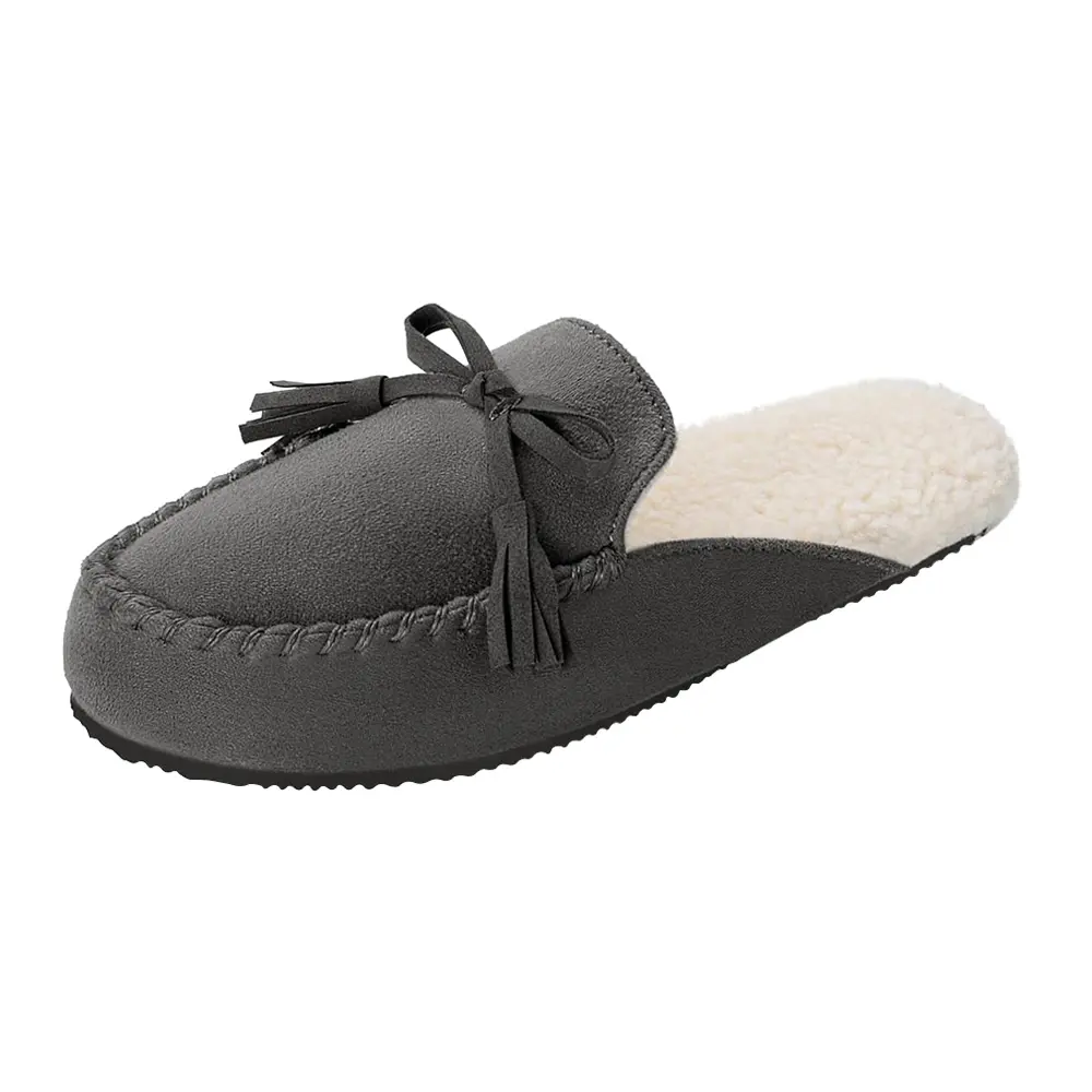Women's Memory Foam Cozy House Slippers with Fuzzy Sherpa Fleece Lining Microfiber Slip-on Slipper Indoor Outdoor Moccasin Shoes