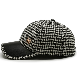 Topi Bisbol Houndstooth Hitam Coklat untuk Pria Wanita Topi Kotak-kotak Gaya Inggris Retro Musim Panas Topi Trucker Gorras Hombre - Product Image 3