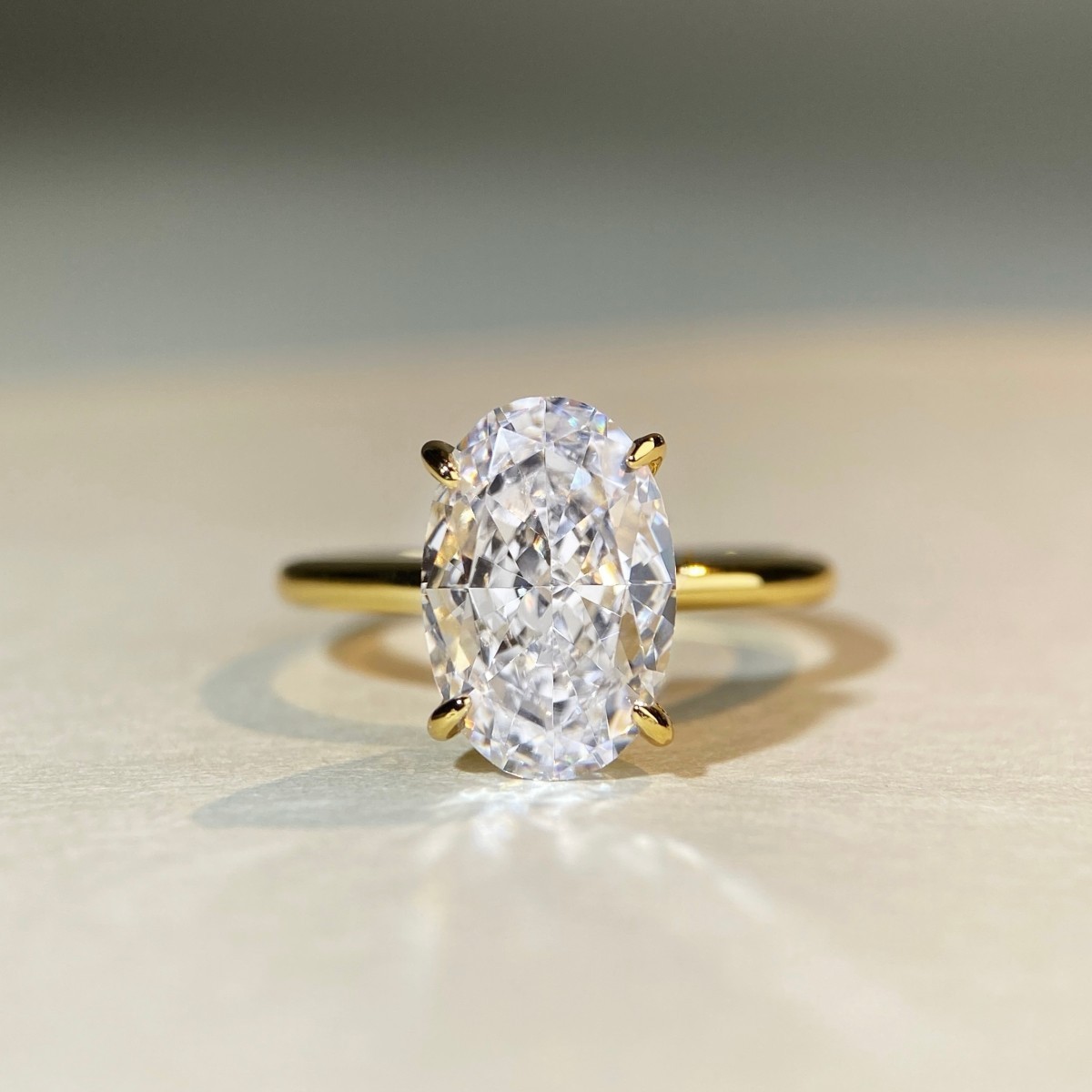 Yellow 8*12 moissanite ring