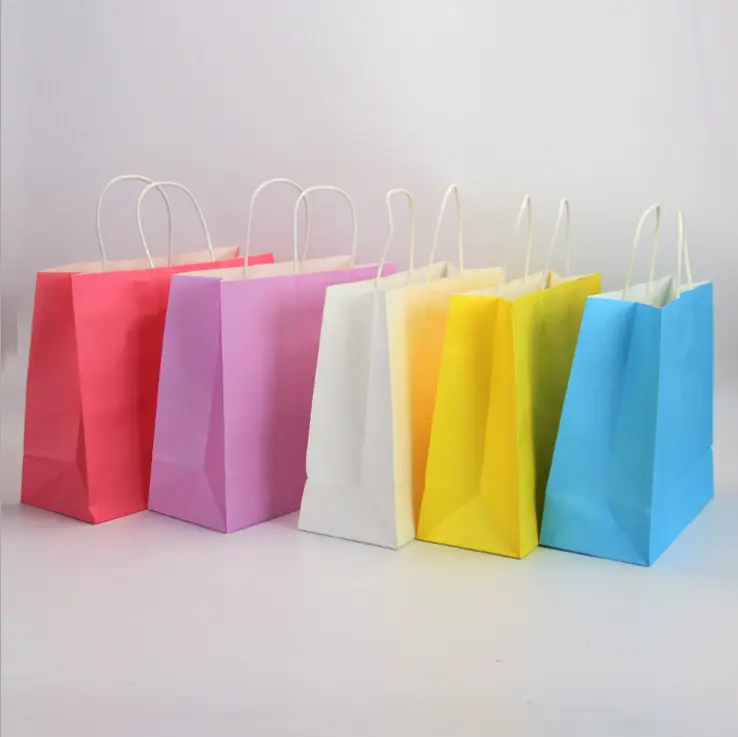 Bolsas de papel Kraft con asas, regalo de papel marrón a granel, tamaño mediano, bolsas de compras al por menor, bolsas artesanales