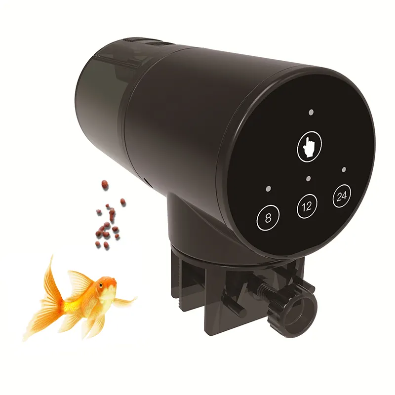 Alimentation automatique de poisson de réglage de l'heure de la batterie sèche noire de haute qualité pour aquarium