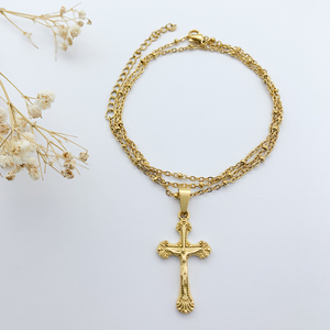 Christian <strong>Cross</strong> Necklace Stainless Steel <strong>Cross</strong> Pendant Tarnish <strong>Free</strong> Jewelry 18K Gold Plated Christian <strong>Cross</strong> Gift - Product Image 3