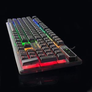 Nuevo lanzamiento, teclado para juegos de ordenador USB con cable de 104/105 teclas de teclas con mezcla de 3 luces LED, mezcla de luz única