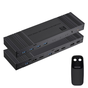 8k显示端口HDMI KVM交换机2x2显示器2计算机2进2出USB 3.0双显示器HDMI + DP KVM交换机，带红外控制器
