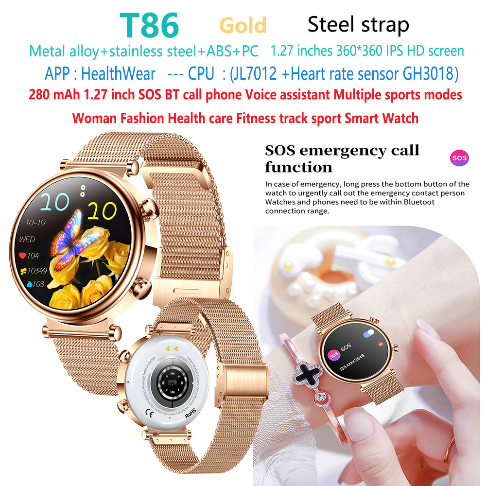 T86-woman-health-fashion-lady-smart-watch de oro