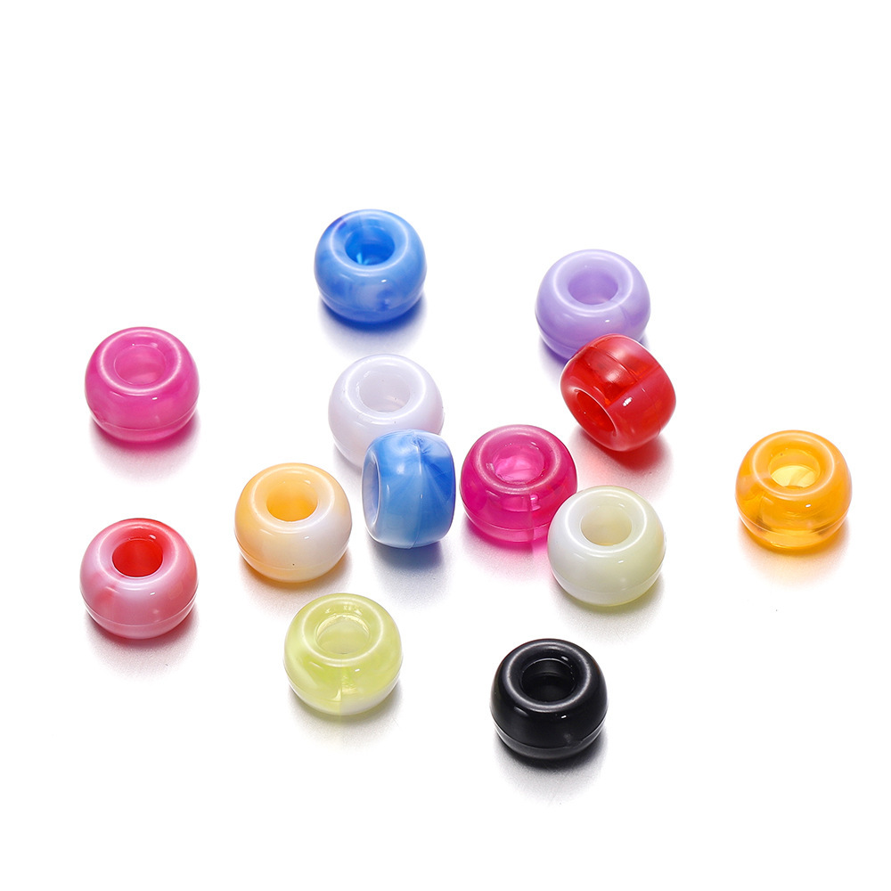 Acrylic two-color large-hole beads - random color mixing (6*9mm)