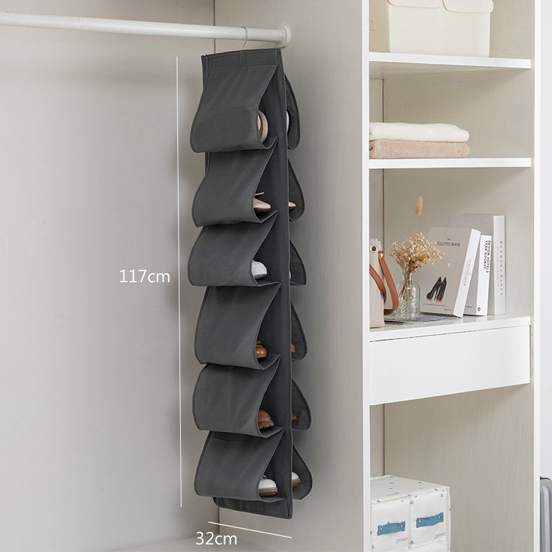 12-compartment shoe bag, gray