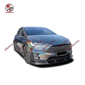 Kaliteli <span class=keywords><strong>JS</strong></span> stil karbon Fiber geniş gövde kiti ön dudak arka difüzör tekerlek kemerler Tesla modeli X Tesla 100D arka Spoiler için