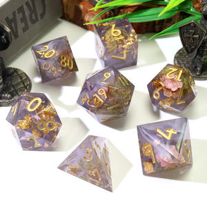 ชุดลูกเต๋าเรซิน DND ทำด้วยมือ-ลูกเต๋า RPG หลายเหลี่ยมสีม่วงและสีขาวควันพร้อมใบแฟนตาซีสำหรับ Games-N49กระดานดันเจี้ยนและมังกร - Product Image 4