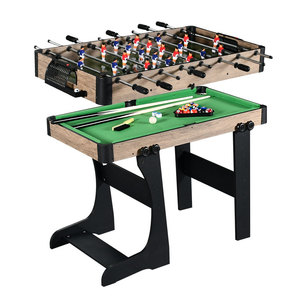 Wooden Color Foldable 2-in-1 <strong>Multi</strong> <strong>Function</strong> Combo <strong>Game</strong> <strong>Table</strong>, Folding <strong>Multi</strong>-<strong>Game</strong> <strong>Table</strong> <strong>with</strong> Foosball, Billiards TM-4880 - Product Image 1