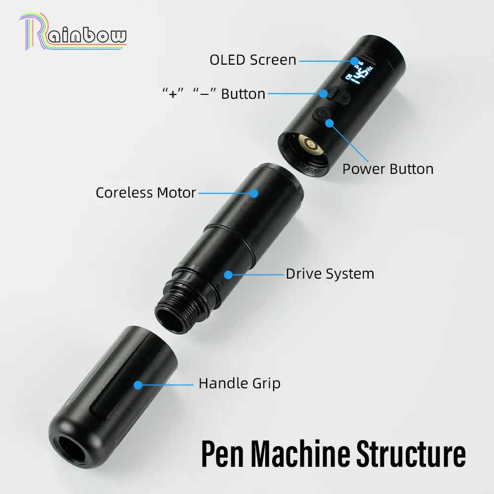वायरलेस टैटू मशीन रेनबो पेन 2 पावर सप्लाई 2 कॉम्बिनेशन डिजिटल टैटू पेन