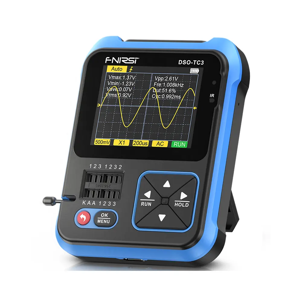 Oscilloscope numérique DSO-TC3 FNIRSI Testeur de composants électroniques multifonction 3 en 1 pour le débogage sur site Détection de bricolage Enseignement