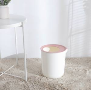 Sxm lata de lixo para casa, lata de lixo criativa com tampa para quarto sala de estar, recipiente para coleção de lixo, lata de lixo redonda de plástico