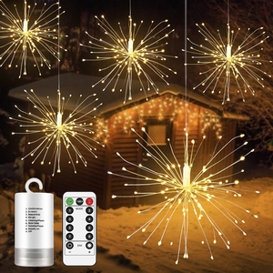 Fuegos artificiales, cadena de luces LED de cobre, forma de ramo, cuerdas, luces, iluminación decorativa con pilas con Control remoto - Product Image 1
