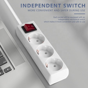 欧州標準電源タップEUプラグ2ピン3ウェイ出力スイッチ付き1.5m卸売延長ボードソケット - Product Image 2