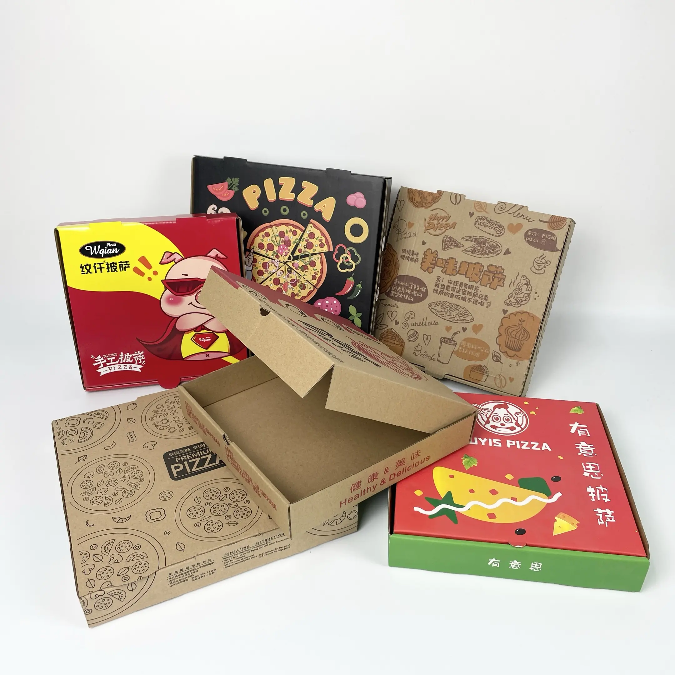 Kleine Pizzas ch achteln aus Pappe halten Pizza frisch Wellpappe Custom Pizza Box Custom Logo