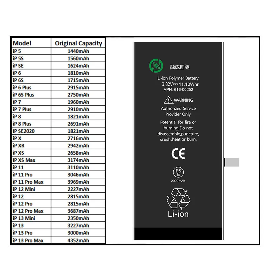 Replacement cell phone battery for iphone phone 7 plus battery