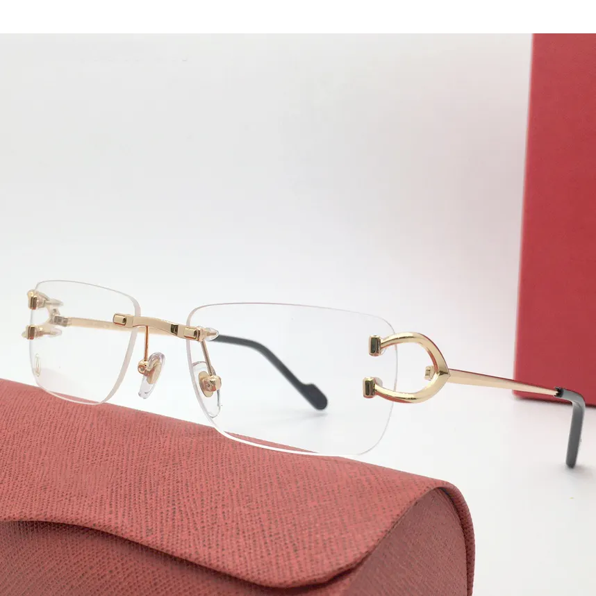 2024 클래식 빈티지 무테 처방 안경 골드 실버 티타늄 합금 프레임 레오파드 디자인 남성 여성 선글라스