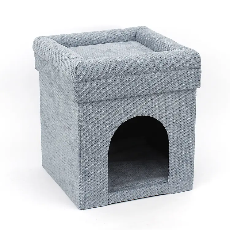 Usb-meuble de maison pour animaux domestiques, meuble, tabouret pliable, rangement en tissu lin, offre spéciale