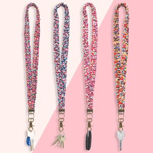 Collar de cuerda colgante con lazo de Pelo elástico impreso a la moda, puede colgar llaves y tarjetas de identificación, se puede personalizar en color y longitud - Product Image 1