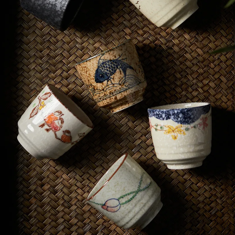 NEU Bestseller Vintage Vintage handgemachte Keramik Tee Sake Tasse 5OZ rustikale grobe Keramik Kaffeetasse für die Catering-Industrie