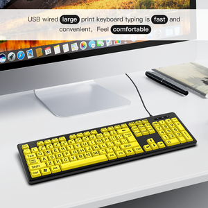 Large Print <strong>Computer</strong> <strong>Keyboard</strong> Full Size USB Wired Yellow <strong>Keyboard</strong> for Visually Impaired Low Vision Individuals - Product Image 5