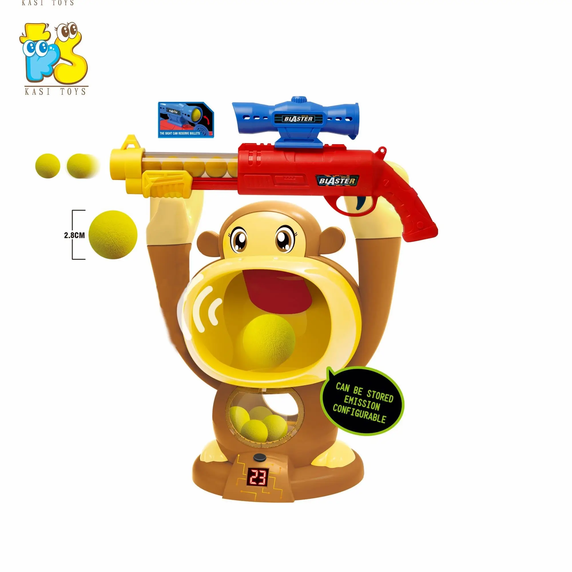 Arma de brinquedo infantil popular, arma de brinquedo para crianças com fome, macaco com bola de espuma, 2019