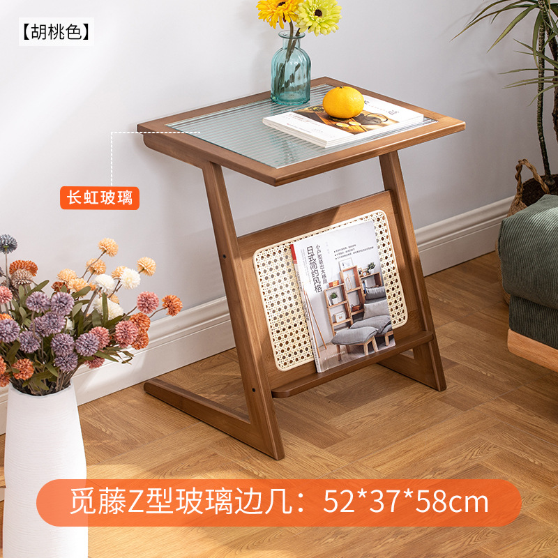 Miteng bedside table, walnut color, 52mm long (frosted glass).