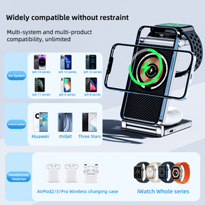 แท่นชาร์จแบบ3 in 1พับได้3In1โลโก้ออกแบบได้ตามที่ต้องการโทรศัพท์รอบเร็ว10W 15W แท่นชาร์จ3 in 1ที่ชาร์จไร้สายสำหรับ Apple Samsung - Product Image 4
