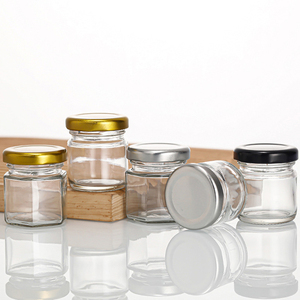 Empty Food Grade 25ml 35ml 45ml Mini Honey Jam <strong>Jars</strong> Small Glass <strong>Jar</strong> with Gold Silver Black Metal Lid for Jam