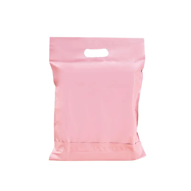 カスタムピンクハンドルリサイクル環境にやさしい包装封筒用品郵送宅配便バッグ