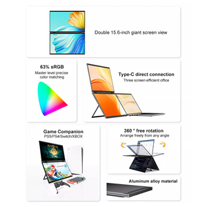 Monitor de computadora LCD portátil plegable de 15,6 pulgadas completamente funcional con 2 * Type-C 6Ms Hd Dual Screen IPS Panel para uso comercial - Product Image 2