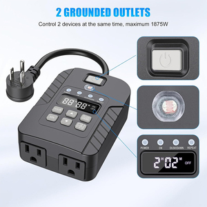 Enchufe de temporizador digital para exteriores de 2 entradas con sensor de luz y sincronización programable (1min-23h59m) -Pantalla LCD Interruptor de alimentación de doble enchufe - Product Image 6