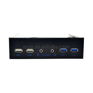 3.5&quot; Hub PC Floppy Bay <strong>19Pin</strong> to <strong>USB</strong> 3.0 2.0 HD Audio Front Panel HD Audio Connector 4 Port <strong>USB</strong> with Cable for Desktop - Product Image 6