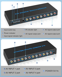 4X3 Composite Switcher RCA <strong>AV</strong> <strong>Splitter</strong> Switch 4 in 3 Out RCA Switcher Box Supports Video L/R Stereo - Product Image 2
