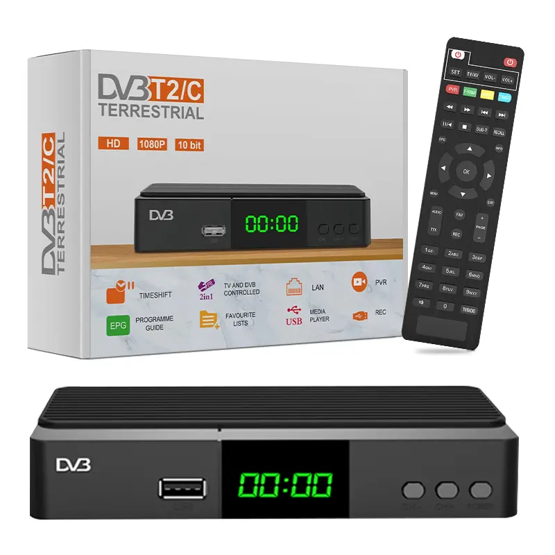 Mejor venta HD 1080P DVB T2 H.265 TDT decodificador compatible con MPEG4 WIFI YOU-TUBE FTA. OEM ODM gratis