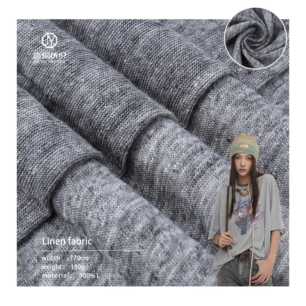Tissu en lin tricoté à base de plantes, 100% tissage uni, produit de protection de l'environnement naturel, vente en gros, usine