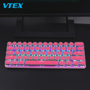 Teclado redondo y duradero de fábrica, teclado rosa con efecto de luz RGB, 61 teclas, USB para videojuegos - Product Image 4