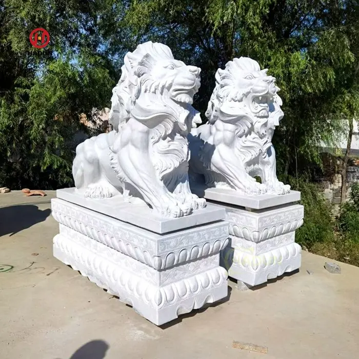 Scultura di leone di marmo animale di pietra decorativa di vendita calda